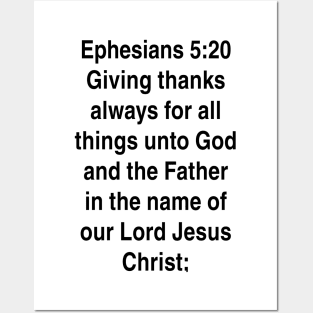 Ephesians 5:20  King James Version (KJV) Bible Verse Typography Gift Posters and Art